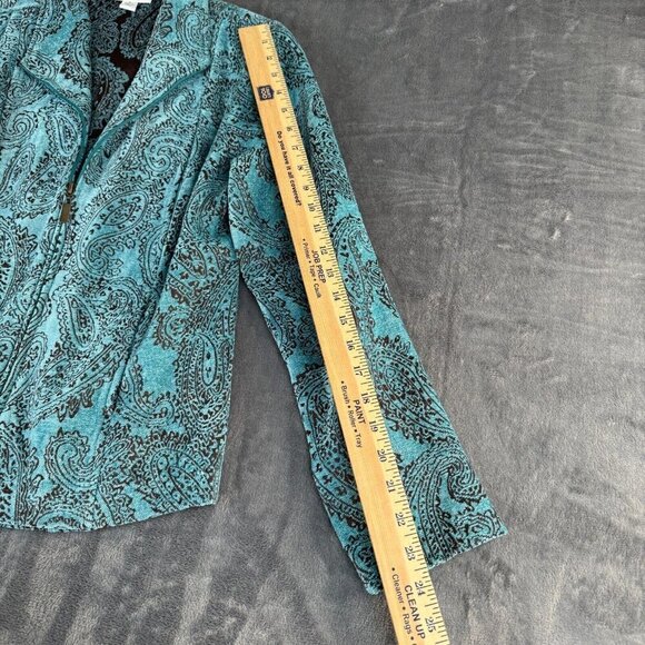 Dress Barn Women Zip Jacket Size Small Textured Paisley Collar Zip Artsy Art - Picture 4 of 8